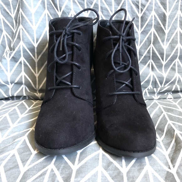 Spring - Black Faux Suede Heeled Boots - Size 8.5 - Picture 2 of 12